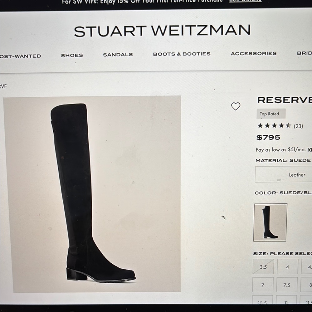 Stuart Weitzman Black Suede Knee-High Boots
